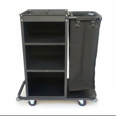 MS Black Housekeeping Trolley - Half Size with One Sided Plain Bag