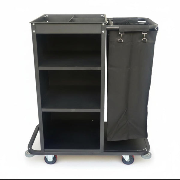 MS Black Housekeeping Trolley - Half Size with One Sided Plain Bag