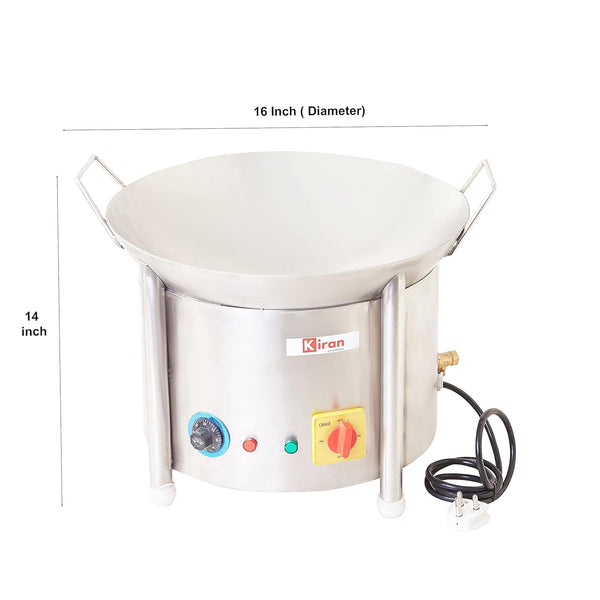 Kiran Enterprise 16 Inch  Electric Kadhai Fryer Suitable for restaurants, hotels and commercial Use
