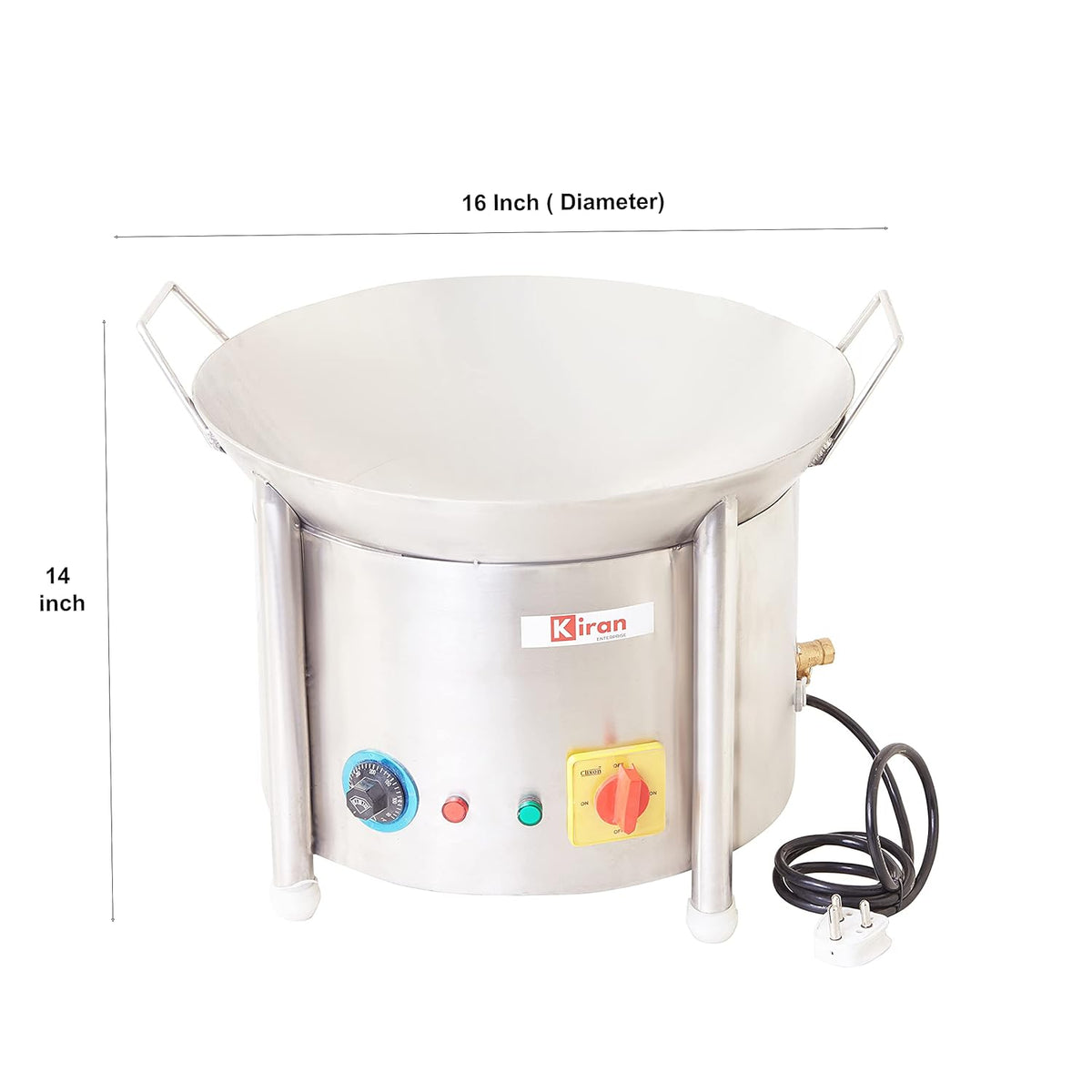 Kiran Enterprise 16 Inch  Electric Kadhai Fryer Suitable for restaurants, hotels and commercial Use
