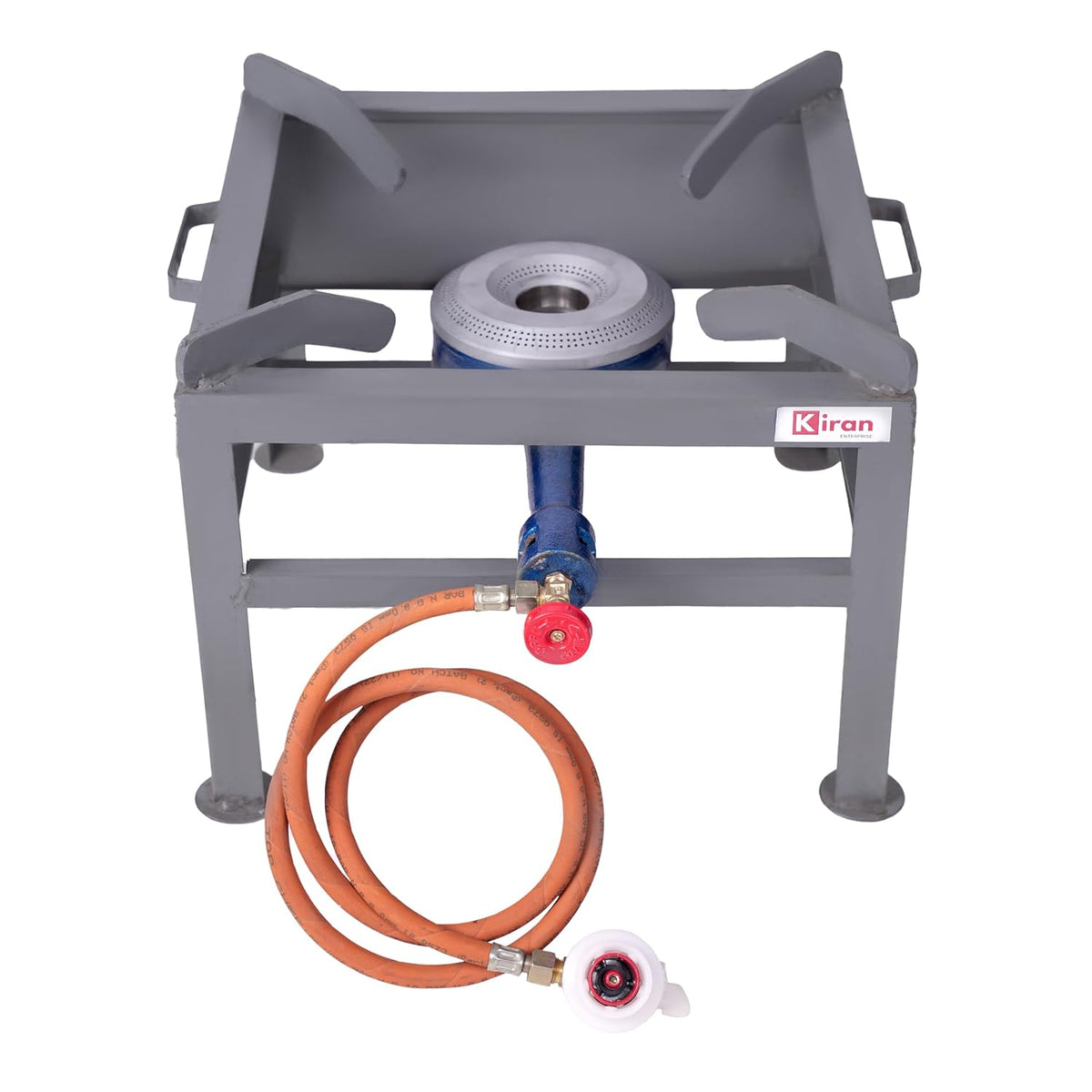 Kiran Enterprise Commercial 1 burner Gas bhatti with Fitted with Brass Nut Hose Pipe, High Pressure Regulator and valve