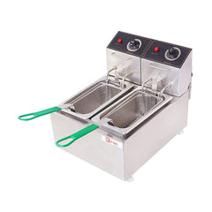 Kiran Enterprise Stainless Steel Electric 5 Liter Double Pan Deep Fryer for Restaurant and  Kitchen and commercial Use