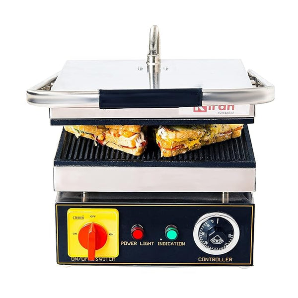 Kiran Enterprises 3-Step 6-Slice Jumbo Griller, 340x340 mm, Stainless Steel, Rectangular, Black, Countertop Griller, Griddle
