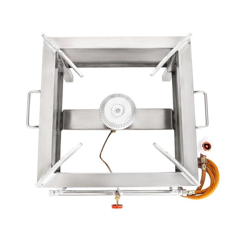 KIRAN ENTERPRISES Single Burner Commercial Gas Stove/Bhatti With Fitted Brass Nut Hose Pipe, Stainless Steel Manual Gas Stove (1 Burners)