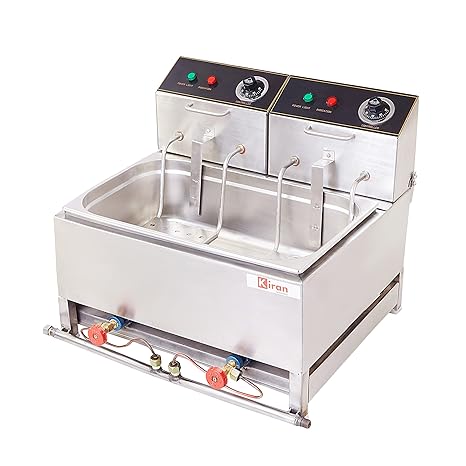 Kiran Enterprise Stainless Steel Electric & Gas 16 Liter Deep Fryer For Bulk Frying for  Restaurant and Kitchen and commercial Use