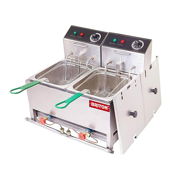 Electric & Gas 12+12 Liter Capacity Deep Fryer For Bulk Frying for Restaurant and Kitchen and commercial Use