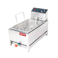 12-Litre Gas and Electric Fryer - Stainless Steel, Dual Heating Options, Adjustable Temperature Control for Commercial Use