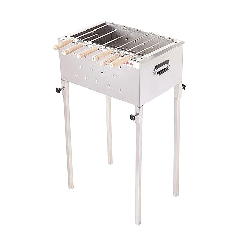 KIRAN ENTERPRISES Charcoal Barbecue Grill Dual Stainless Steel Body, Free Standing