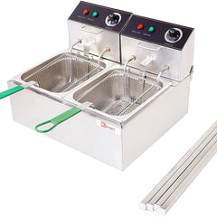 Kiran Enterprise Stainless Steel Electric 8 Liter Double Pan Deep Fryer with Detachable Leg for Restaurant and Kitchen and commercial Use