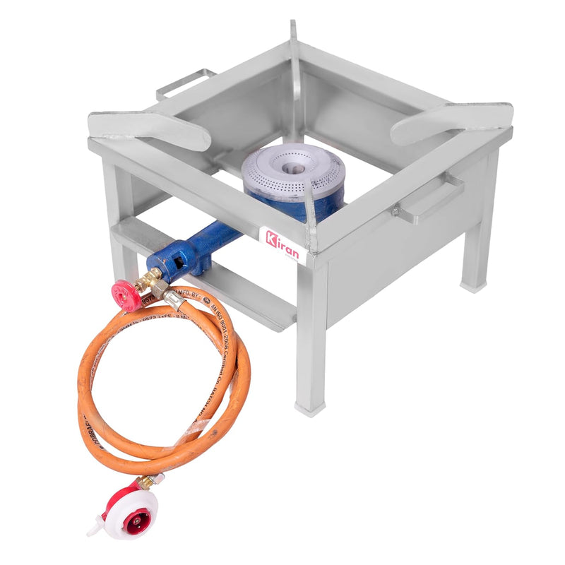 Kiran Enterprises Commercial 15x15 Jumbo burner Gas with Fitted with Brass Nut Hose Pipe