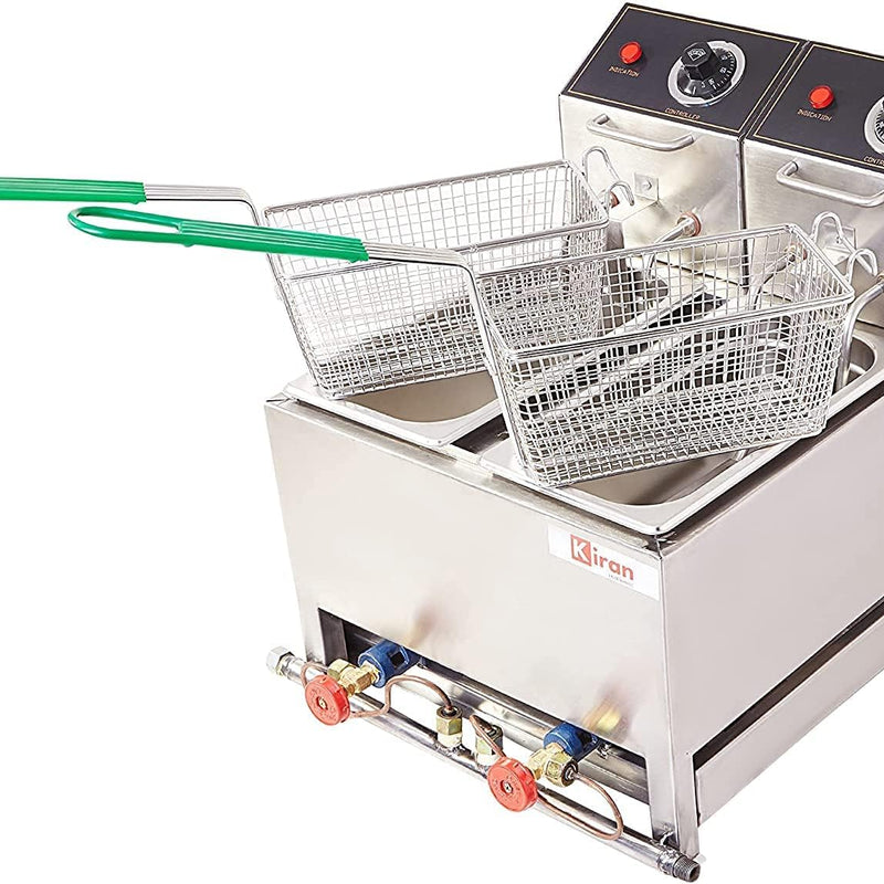 Kiran 5+5 Liter Double Pan Electric & Gas Deep Fryer