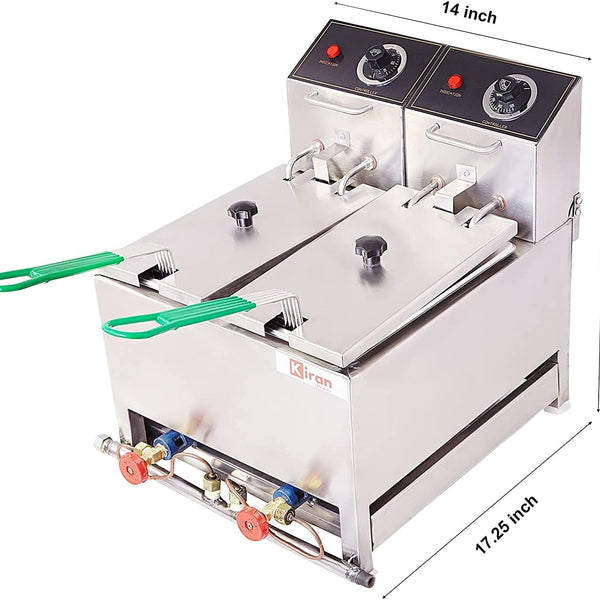 Kiran 5+5 Liter Double Pan Electric & Gas Deep Fryer