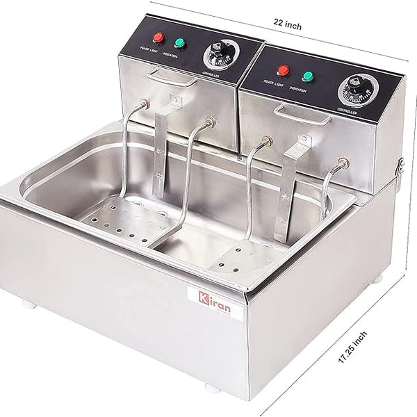 Kiran Enterprises Stainless Steel Electric 23 Liter Capacity Deep Fryer for Restaurant and Kitchen and commercial Use