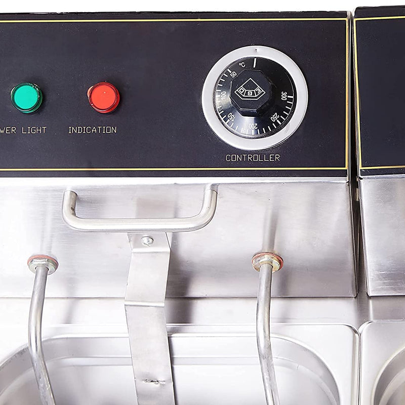 Kiran Enterprise Stainless Steel Electric 8 Liter Double Pan Deep Fryer with Detachable Leg for Restaurant and Kitchen and commercial Use