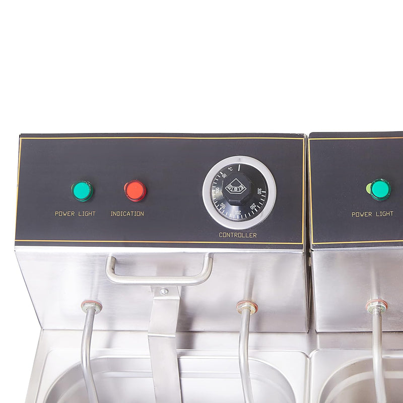 Kiran Enterprise Stainless Steel Electric & Gas 8 Liter Double Pan Deep Fryer for Restaurant  and Kitchen and commercial Use