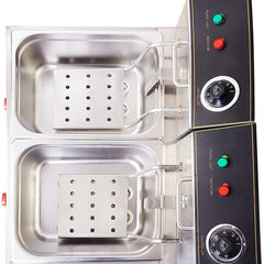 Kiran Enterprise Stainless Steel Electric 8 Liter Double Pan Deep Fryer with Detachable Leg for Restaurant and Kitchen and commercial Use