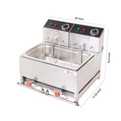 Kiran Enterprise Stainless Steel Electric & Gas 16 Liter Deep Fryer For Bulk Frying for  Restaurant and Kitchen and commercial Use