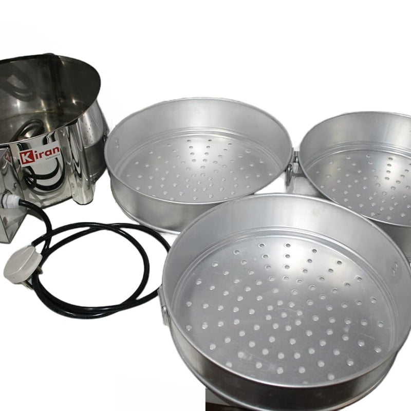 Kiran Enterprises Premium Aluminium Momos Maker & Steamer with Handles, Durable 3 Tier Steamer for Cooking, Suitable for Home, Hotels, Restaurant