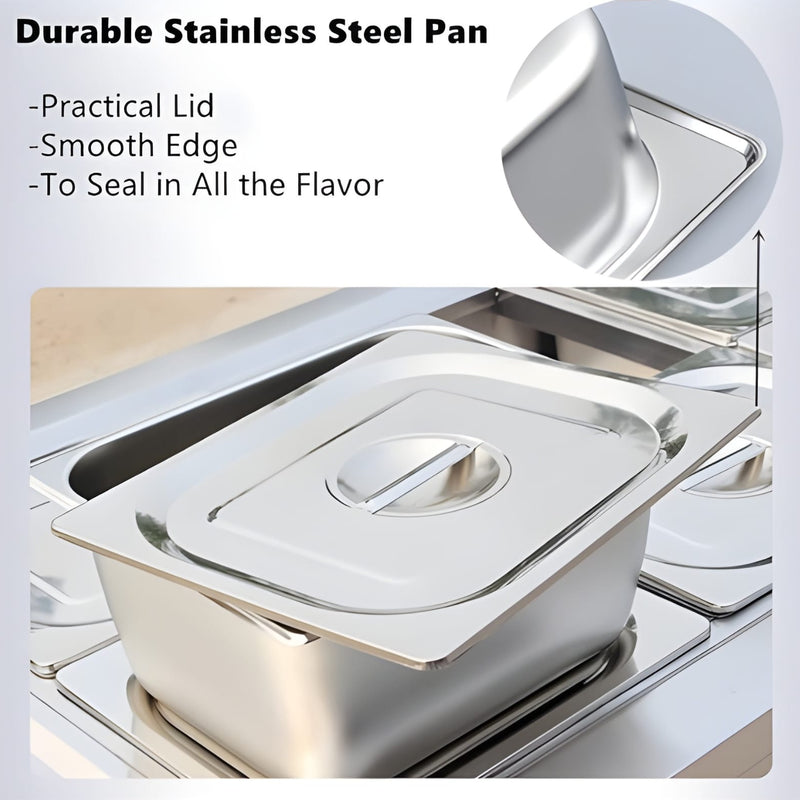 Electric Bain Marie with Glass - 6 Compartments ( 6 GN Pans of 1/2 100mm ~ 5.5L/Pan )