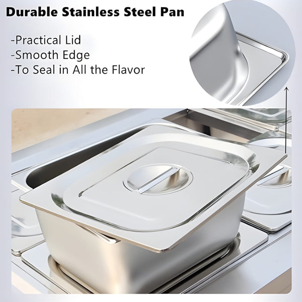 Electric Bain Marie without Glass - 6 Compartments (6 GN Pans of 1/3 150mm ~ 5.5L/Pan)