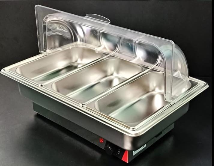 Electric SS Chafing Dish with PC Roll Top Lid(3C-3GN Pan of 1/2 65mm)