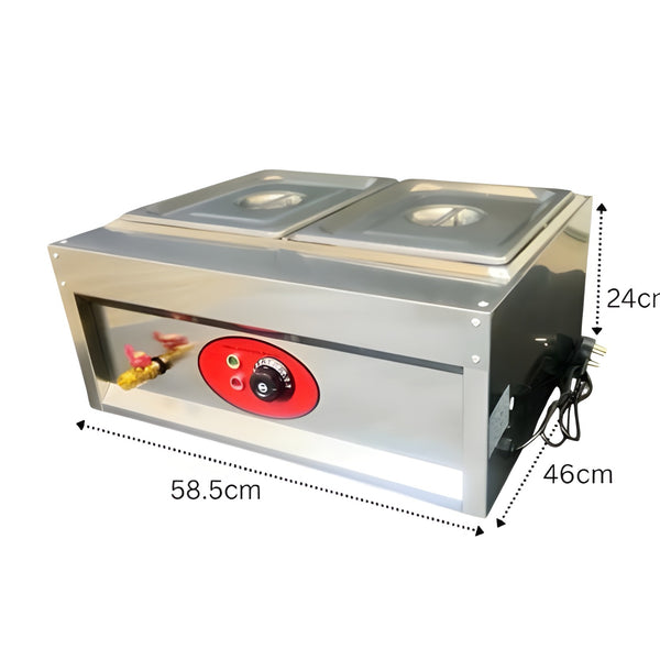 Electric Bain Marie without Glass - 2 Compartments ( 2 GN Pans of 1/2 150mm ~ 8.5L/ Pan )