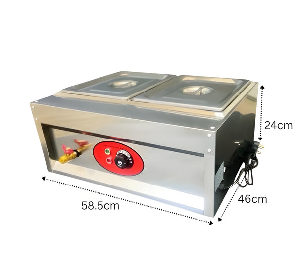 Electric Bain Marie without Glass - 2 Compartments ( 2 GN Pans of 1/2 150mm ~ 8.5L/ Pan )