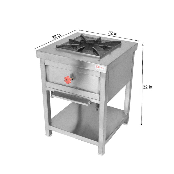 Stainless Steel Manual Single Burner Cooking Range Gas Stove (Silver)