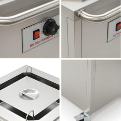 Electric Rectangle Shaped SS Plate Warmer with Temp Controller & Wheel Lock Function -Single (Capacity: 50 plates/batch | Max Plate Size: 38*28cm)