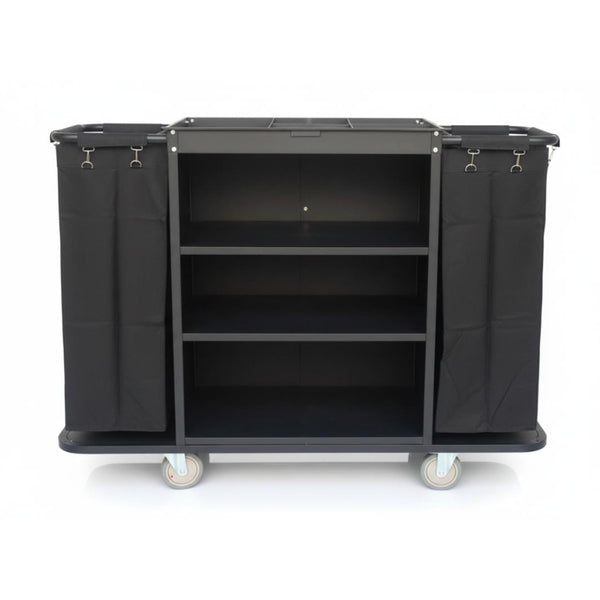 MS Black Housekeeping Trolley - Full Size with Two Sided Plain Bags