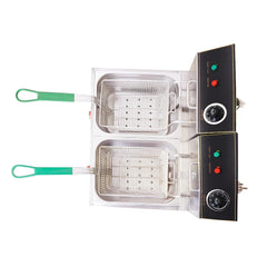 Kiran Enterprise Stainless Steel Electric & Gas 8 Liter Double Pan Deep Fryer for Restaurant  and Kitchen and commercial Use