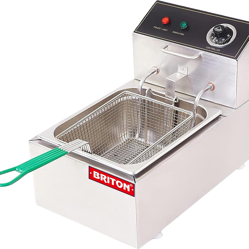 12-Litre Electric Fryer - Stainless Steel, Dual Heating Options, Adjustable Temperature Control for Commercial Use