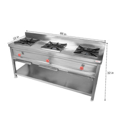 3 Burner Stainless Steel Manual Gas Stove