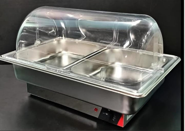 Electric SS Chafing Dish with PC Roll Top Lid(2C-2GN Pan of 1/2 65mm)