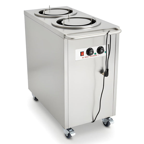 Electric Square Shaped SS Plate Warmer with Temp Controller & Wheel Lock Function - Double (Capacity: 100 plates/batch | Max Plate Size: 30.5cm Diameter)