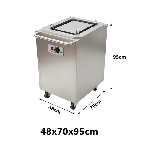 Electric Rectangle Shaped SS Plate Warmer with Temp Controller & Wheel Lock Function -Single (Capacity: 50 plates/batch | Max Plate Size: 38*28cm)