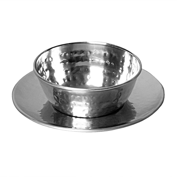 Stainless steel hammered Finger bowl with saucer