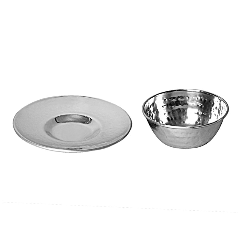 Stainless steel hammered Finger bowl with saucer