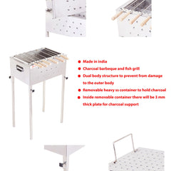 Kiran Charcoal Dual Body Barbecue Grill with Detachable Leg