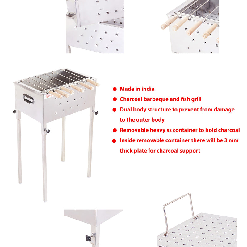 Kiran Charcoal Dual Body Barbecue Grill with Detachable Leg