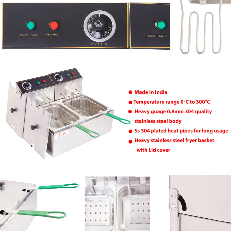 Kiran 8 Liter double pan Electric Deep Fryer - 8 L Double pan Electric