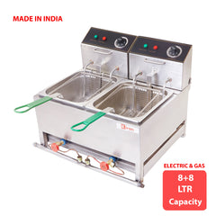 Kiran 8 Liter Double Pan Deep Fryer - Electric & Gas