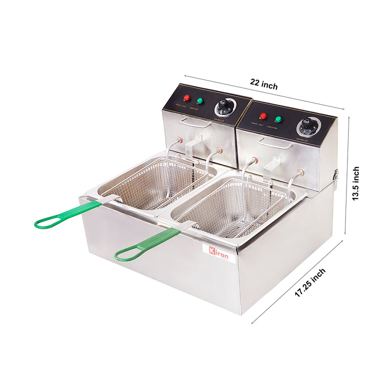 Kiran 8 Liter double pan Electric Deep Fryer - 8 L Double pan Electric
