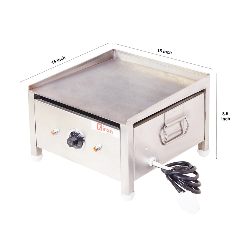 Kiran Hot Dosa Plate Stainless Steel Body with Plate Size 15 x 15 for Making Dosa, Capati Amlete Uttapa