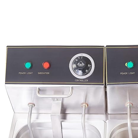 Kiran Enterprise Stainless Steel Electric & Gas 8 Liter Double Pan Deep Fryer for Restaurant and Kitchen and commercial Use