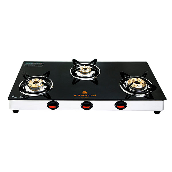WiN MONALISA Legion 3 burner Glass Top Glass Manual Gas Stove  (3 Burners)