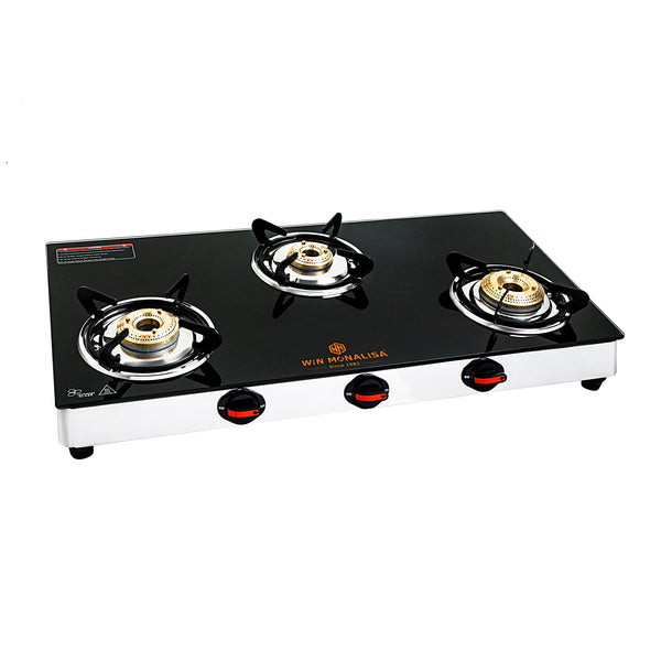 WiN MONALISA Legion 3 burner Glass Top Glass Manual Gas Stove  (3 Burners)