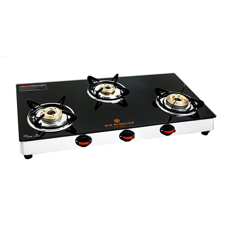 WiN MONALISA Legion 3 burner Glass Top Glass Manual Gas Stove  (3 Burners)