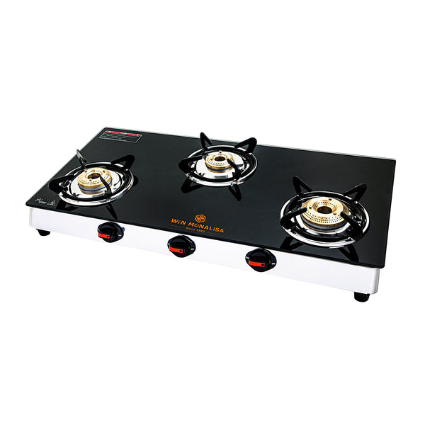 WiN MONALISA Legion 3 burner Glass Top Glass Manual Gas Stove  (3 Burners)