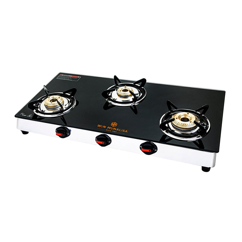 WiN MONALISA Legion 3 burner Glass Top Glass Manual Gas Stove  (3 Burners)